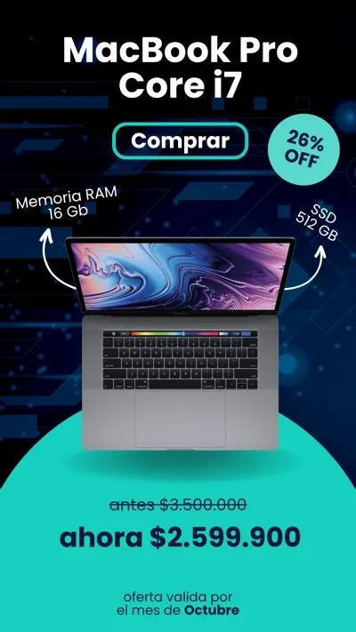 Compra mac usados a precio irresistible, portátil Apple macbook pro core i7 2020 16 pulgadas touch bar en Colombia